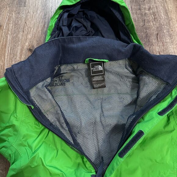 The North Face Boys XXS 5 Hyvent Jacket Green Hood Waterproof Lightweight - Picture 3 of 5